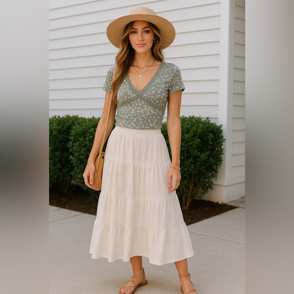 Charlotte Russe Green Floral Blouse